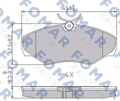 Гальмівні колодки, дискове гальмо (набір) FOMAR FO692681