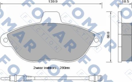 Гальмівні колодки, дискове гальмо (набір) FOMAR FO742581