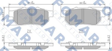 Гальмівні колодки, дискове гальмо (набір) FOMAR FO902681