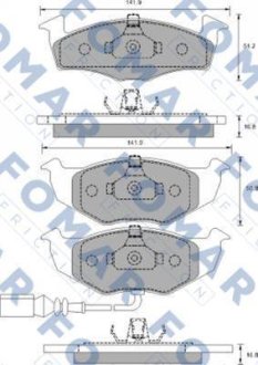 Гальмівні колодки, дискове гальмо (набір) FOMAR FO907381