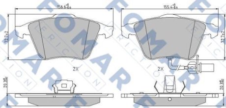 Гальмівні колодки, дискове гальмо (набір) FOMAR FO912281