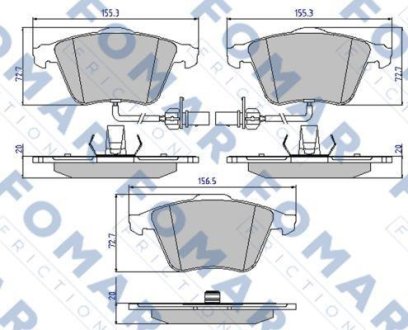 Гальмівні колодки, дискове гальмо (набір) FOMAR FO912481