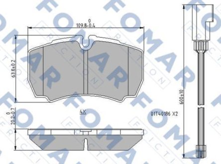 Гальмівні колодки, дискове гальмо (набір) FOMAR FO912581