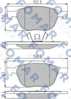 Гальмівні колодки, дискове гальмо (набір) FOMAR FO914581