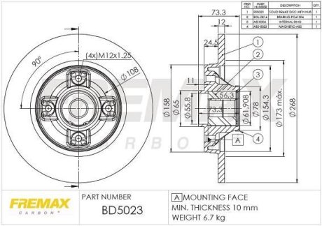 Диск тормозной задний BD-5023 FREMAX BD5023