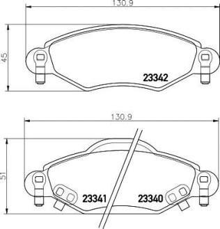 Гальмівні колодки, дискове гальмо (набір) HELLA 8DB355010791