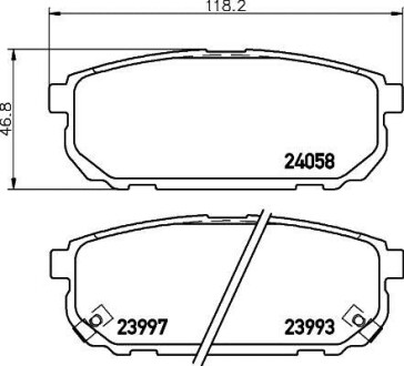 Гальмівні колодки, дискове гальмо (набір) HELLA 8DB355010871