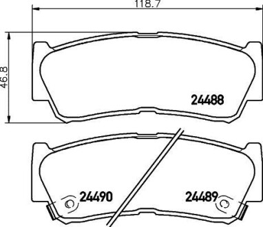 Гальмівні колодки, дискове гальмо (набір) HELLA 8DB355013081