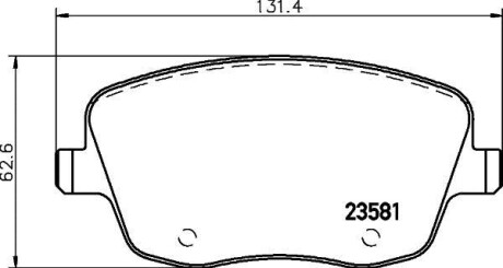 Гальмівні колодки, дискове гальмо (набір) HELLA 8DB355018801