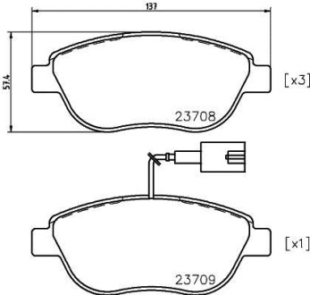 Гальмівні колодки, дискове гальмо (набір) HELLA 8DB355018831