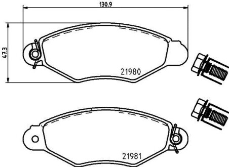 Гальмівні колодки, дискове гальмо (набір) HELLA 8DB355019311