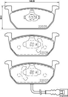 Колодки гальмівні дискові комплект; передн. HELLA 8DB355021951