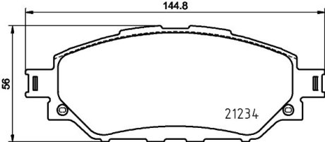 Колодки гальмівні (передні) Toyota Hilux VIII 15- (Advics) (з датчиком) HELLA 8DB355037801