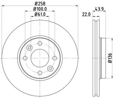 Диск гальмівний з покриттям PRO; передн. HELLA 8DD355118491