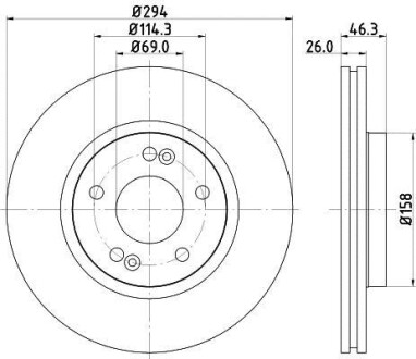 Диск гальмівний 54364 294mm P HELLA 8DD355118671