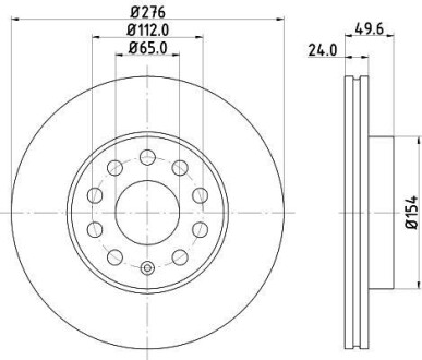 Диск гальмівний з покриттям PRO; передн. HELLA 8DD355122721