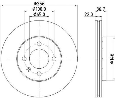 Диск гальмівний (передній) Skoda Citigo 1.0 11- (257x22) HELLA 8DD355125391