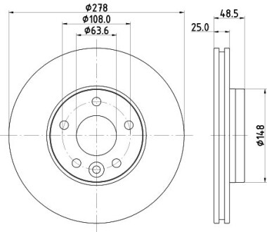 PRO HIGH CARBON VOLVO Диск гальм. передн. V40 12- HELLA 8DD355126561