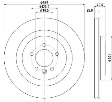 Диск тормозной (задний) Land Rover Range Rover 12- (365x25) HELLA 8DD355126641