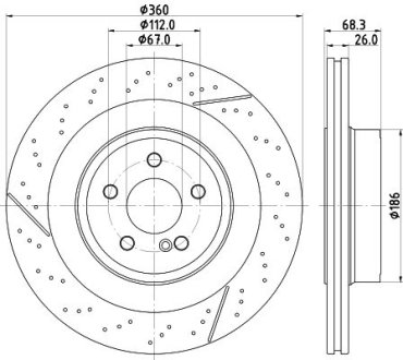 Диск гальмівний PRO High Carbon перфорований; задн. HELLA 8DD355126871