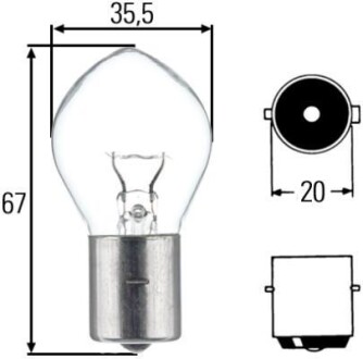 Лампа розжарювання, F2 24V 35W BA 20s HELLA 8GA002083251