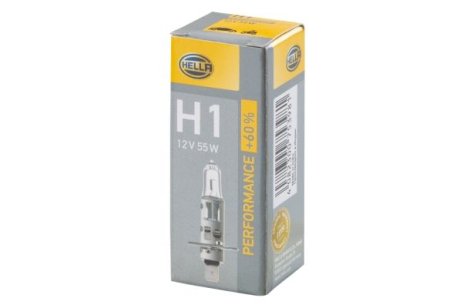 Лампа розжарювання PERFORMANCE UP 60% TO H1 12V 55W P14,5s HELLA 8GH223498211