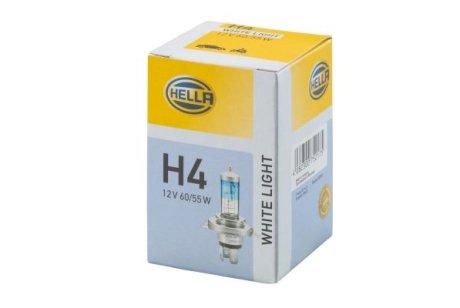 Лампа розжарювання, H4 12V 60/55W P43t, WL 4200K White Light HELLA 8GJ223498121