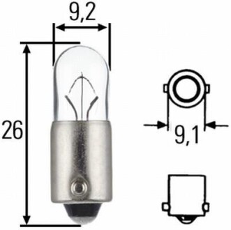 Лампа розжарювання, T4W 24V 4W BA 9s HELLA 8GP002067241