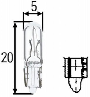 Лампа розжарювання, W1,2W 24V 1,2W W 2 x 4,6d HELLA 8GP002095241