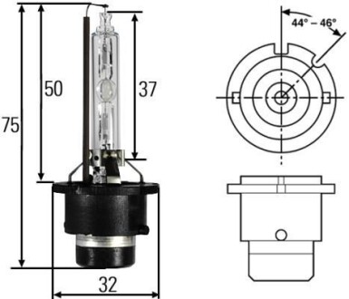 Лампа ксенонова D2S 85V 35W HELLA 8GS007949261 (фото 1)