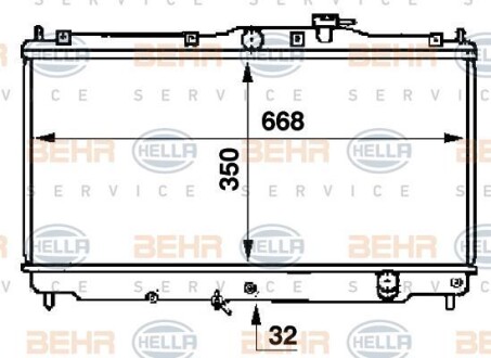 Радіатор, охолодження двигуна HELLA 8MK376707351