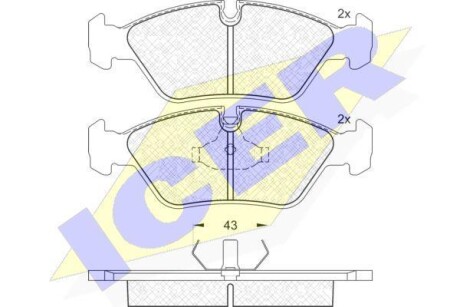 Гальмівні колодки, дискове гальмо (набір) ICER 180423 (фото 1)