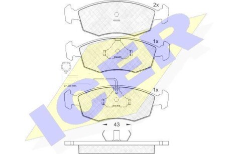 Колодки гальмівні дискові передні FIAT PALIO (178BX) 99-00; FIAT PALIO (178DX) 96- ICER 181227