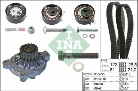 Комплект ГРМ з водяним насосом INA 530 0484 31