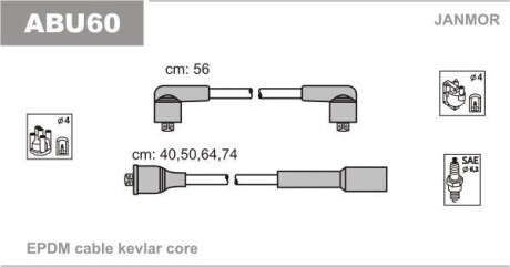 Дроти в/в (каучук Kevlar/L 56cm) VW Golf III-IV 1.6 Janmor ABU60