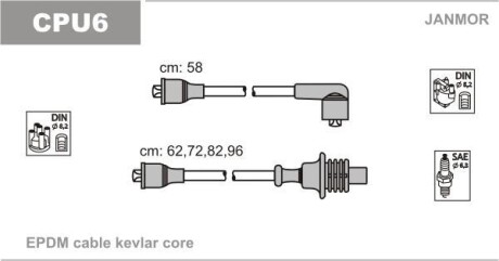 Провода В/В Peugeot 205 1.6 87-92 Janmor CPU6