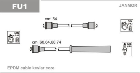 К-кт в/в проводів Ford Escort 1,1.1,3.1,4-1,4I.1,6-1,6 Janmor FU1