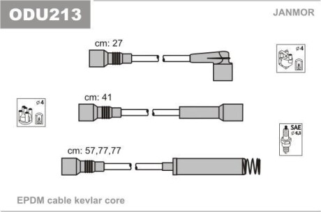 Провода в/в Opel Astra/Vectra CD-GT-GSi 1.8i/2.0 (Mot C18NZ Janmor ODU213