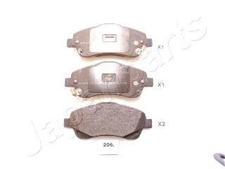 Гальмівні колодки, дискове гальмо (набір) JAPANPARTS PA206AF