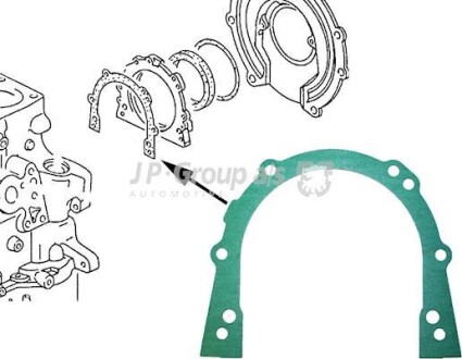 Прокладка кришки колінвала (задньої) LT2.4/2.5/T4 JP GROUP (QUINTON HAZELL) 1119100100 (фото 1)