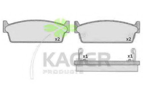 Комплект гальмівних колодок задн NISSAN 200SX, 240SX, LAUREL, SKYLINE 1.8/2.0/2.4 11.84- KAGER 35-0264