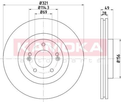 Гальмiвнi диски HYUNDAI SANTA FE 10-/KIA SORENTO II 09- KAMOKA 103291