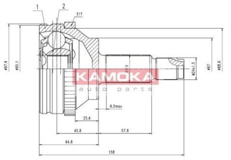 Шарнірний набір, привідний вал KAMOKA 7088