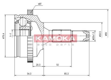 Шарнірний набір, привідний вал KAMOKA 7146