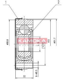 Шарнірний набір, привідний вал KAMOKA 8010