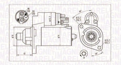 Стартер AUDI/SEAT/SKODA/VW 2.0TDI 2.0kW MAGNETI MARELLI 063721323010 (фото 1)