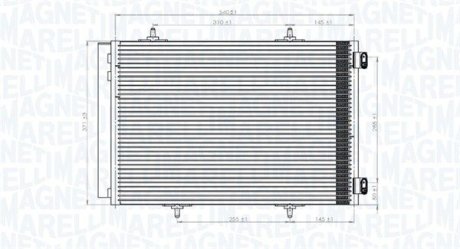 Радіатор кондиціонера Citroen C2/C3 02-/C4 Cactus 14-/Peugeot 206 08-/207 06-15/208 12-/2008 13- MAGNETI MARELLI 350203822000