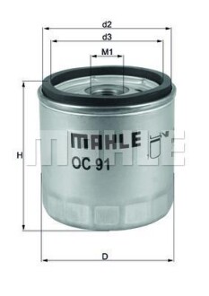 Фільтр оливи MAHLE / KNECHT OC91D1