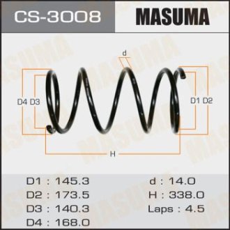 Пружина підвіски передня Mitsubishi Lancer (03-11) (CS-3008) MASUMA CS3008 (фото 1)