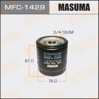 Фільтр масляний Ford Fiesta (02-), Focus (05-), Mondeo (07-)/ Mazda CX-7 (09-12), 3 (08-), 6 (03-12) (MFC-1429) MASUMA MFC1429 (фото 1)